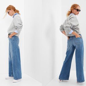 NWT Gap High Rise Stride Wide-Leg Jeans Medium Wash